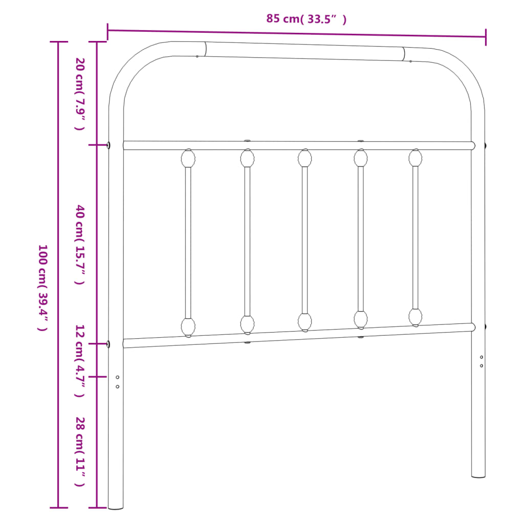 Metalno zamjensko uzglavlje bijelo 80 cm