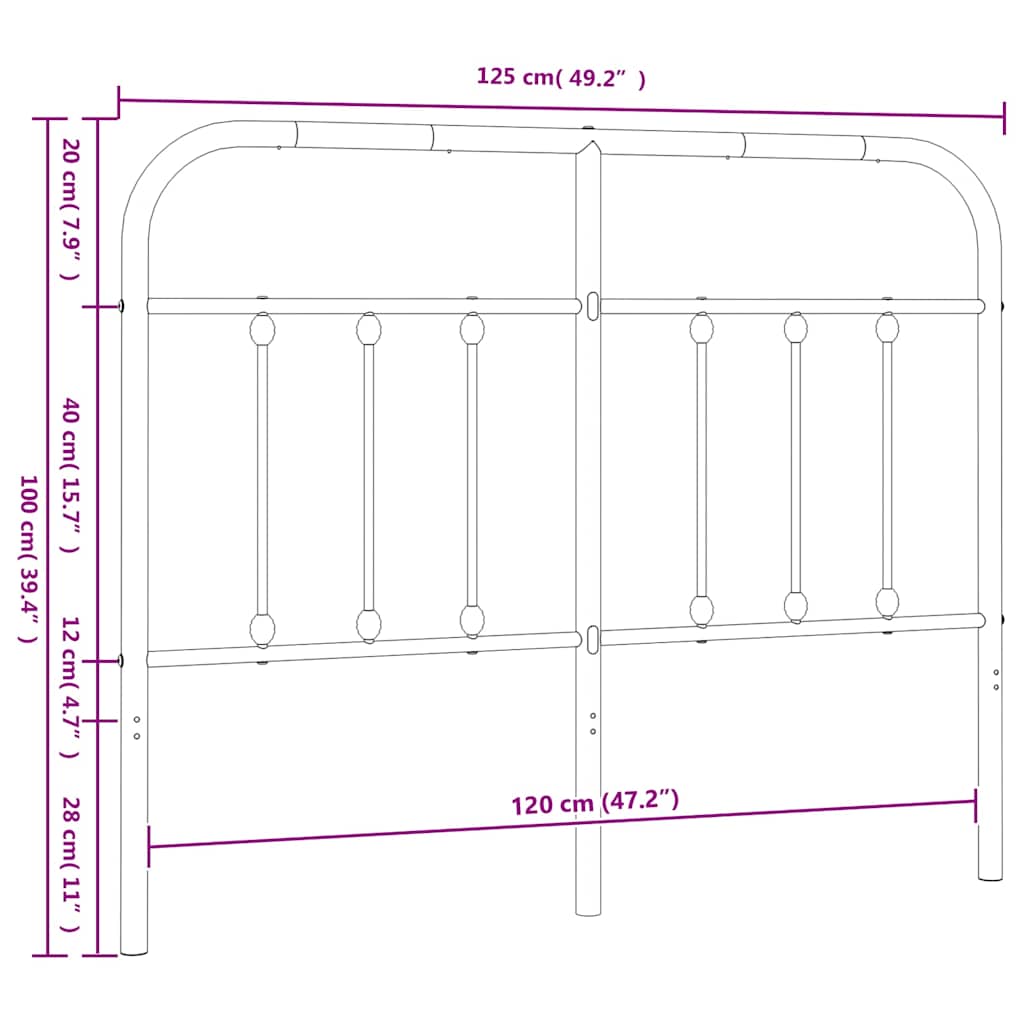 Metalno zamjensko uzglavlje bijelo 120 cm