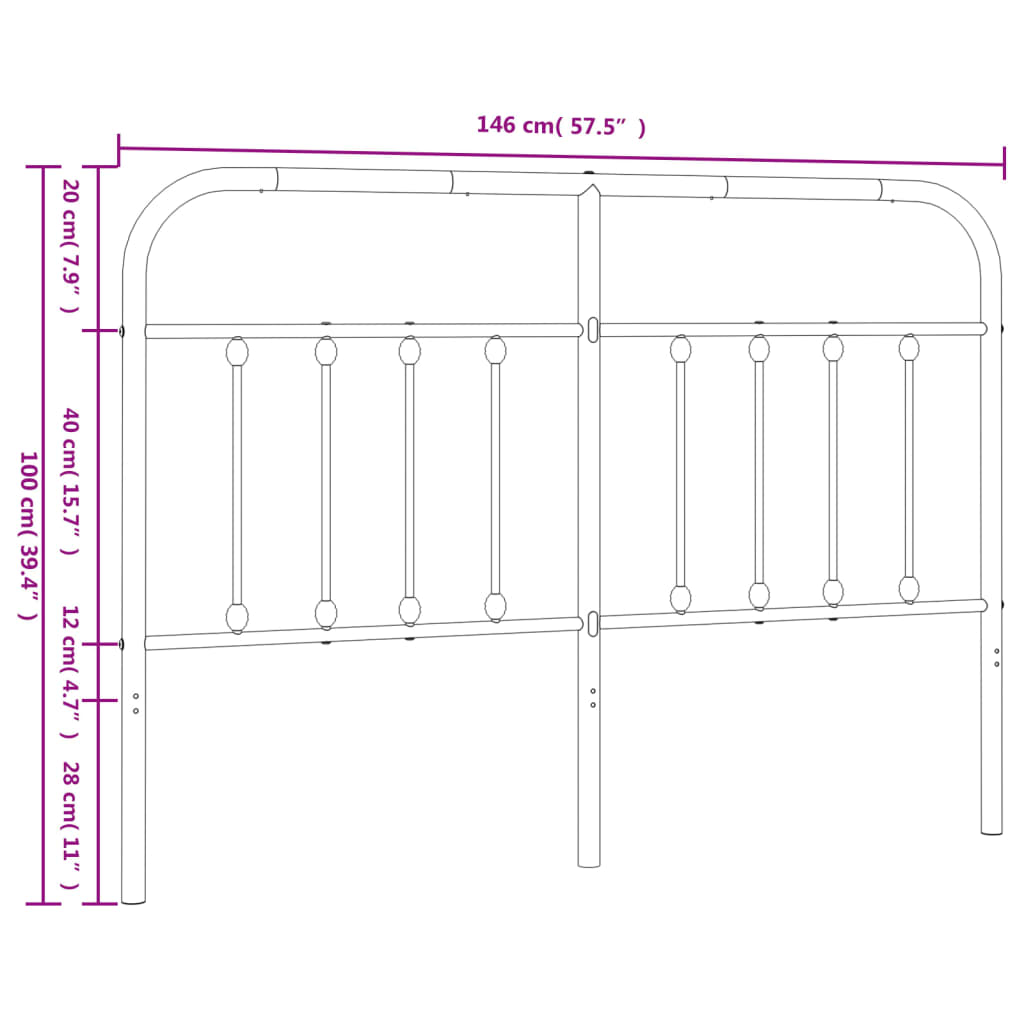 Metalno zamjensko uzglavlje bijelo 140 cm