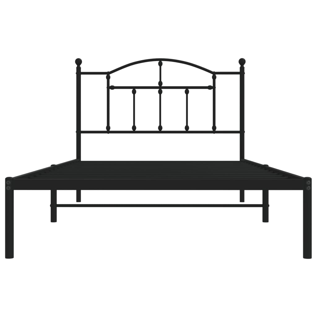 Metalni okvir za krevet s uzglavljem crni 107x203 cm