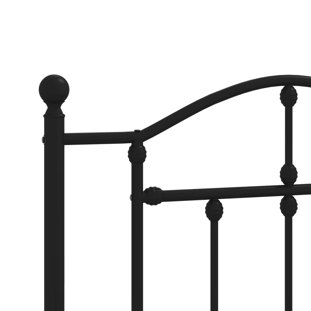 Metalni okvir za krevet s uzglavljem crni 107x203 cm