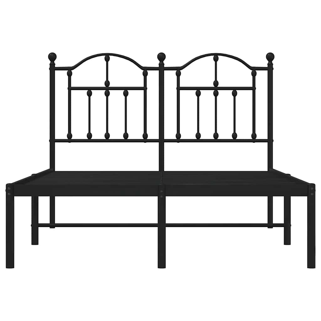 Metalni okvir za krevet s uzglavljem crni 120x190 cm