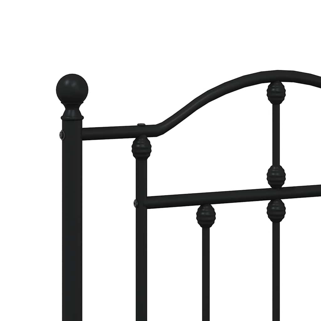 Metalni okvir za krevet s uzglavljem crni 120x190 cm
