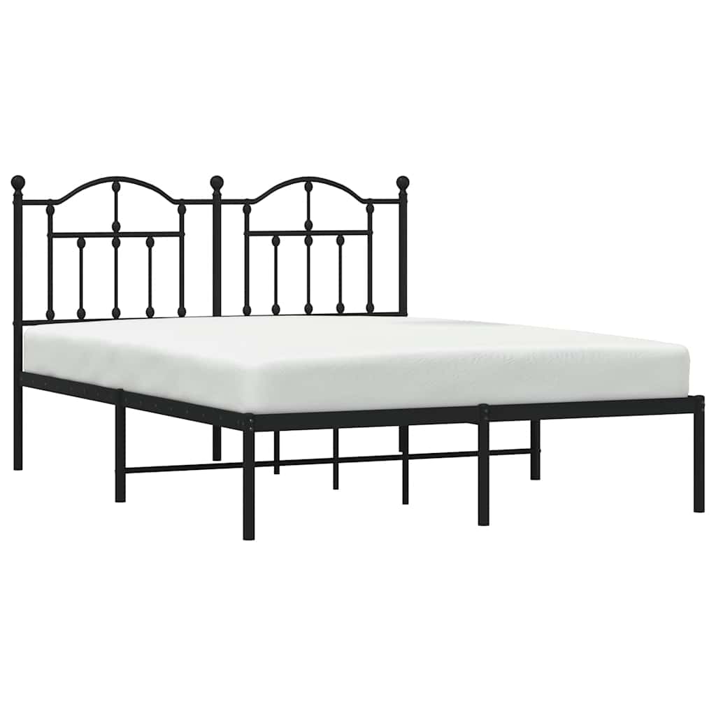Metalni okvir za krevet s uzglavljem crni 135x190 cm