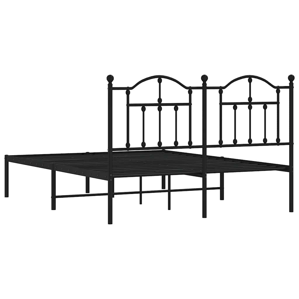 Metalni okvir za krevet s uzglavljem crni 140x190 cm