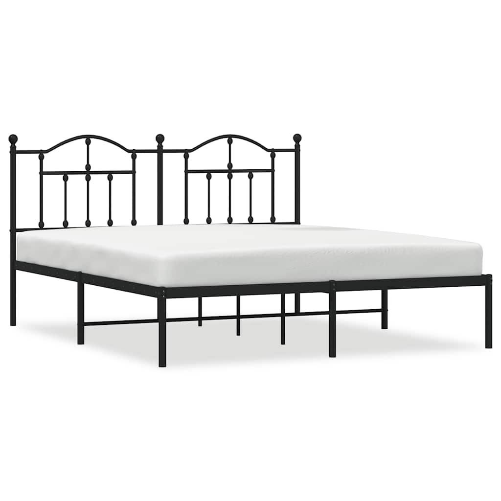 Metalni okvir za krevet s uzglavljem crni 183x213 cm