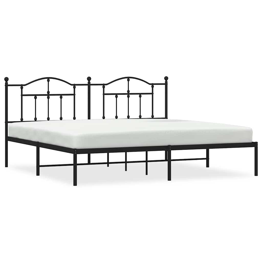 Metalni okvir za krevet s uzglavljem crni 193x203 cm