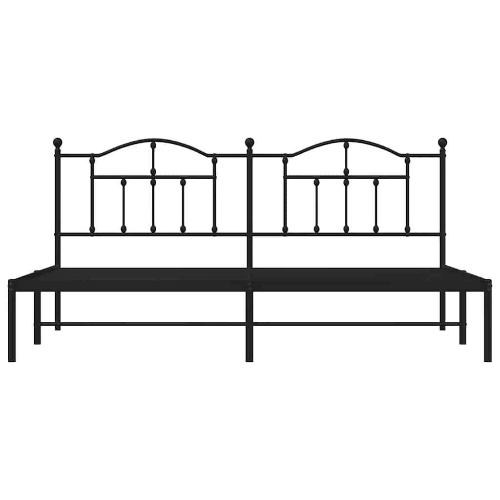 Metalni okvir za krevet s uzglavljem crni 193x203 cm