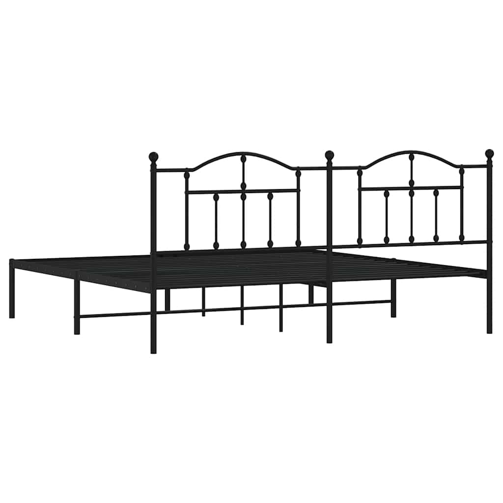 Metalni okvir za krevet s uzglavljem crni 193x203 cm