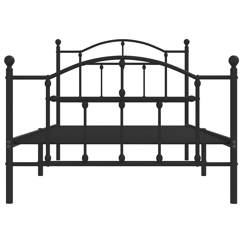 Metalni okvir kreveta uzglavlje i podnožje crni 100x190 cm