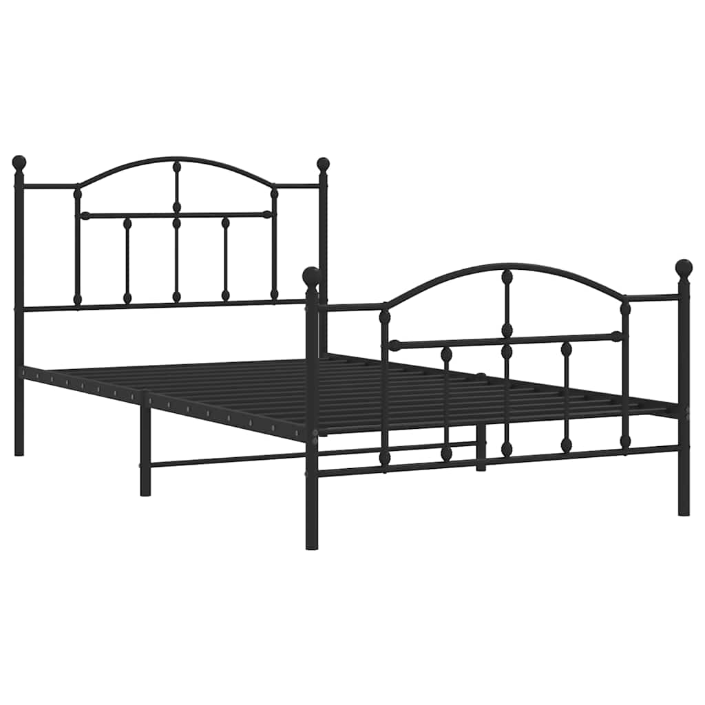 Metalni okvir kreveta uzglavlje i podnožje crni 100x200 cm