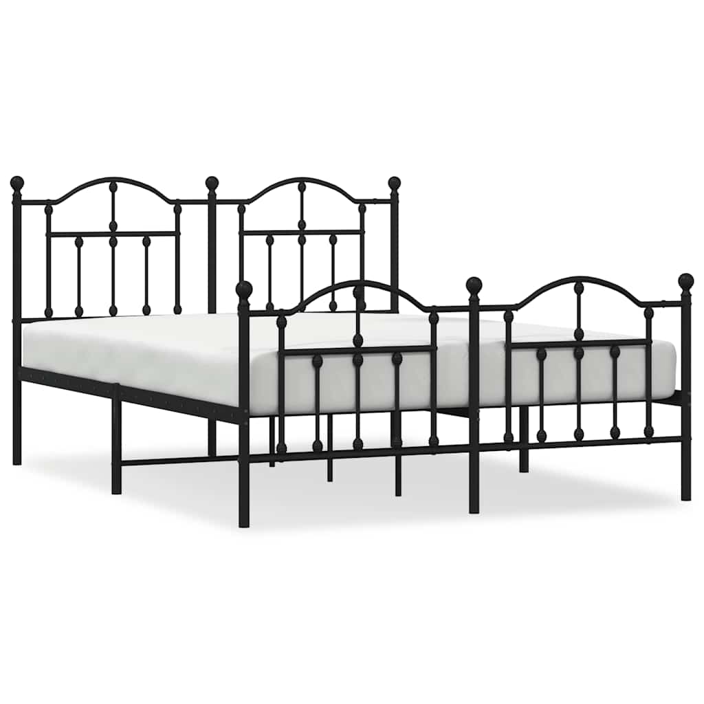 Metalni okvir kreveta uzglavlje i podnožje crni 135x190 cm