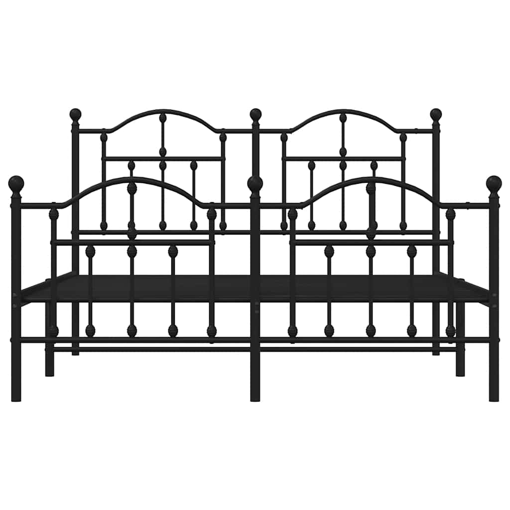 Metalni okvir kreveta uzglavlje i podnožje crni 135x190 cm