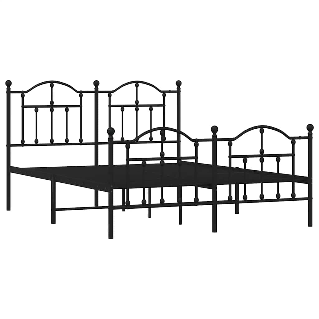 Metalni okvir kreveta uzglavlje i podnožje crni 150x200 cm