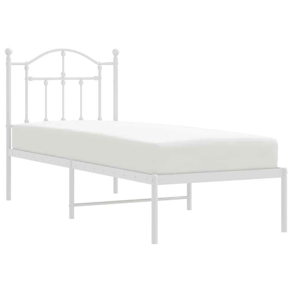Metalni okvir krevet bez madraca s uzglavljem bijeli 75x190 cm