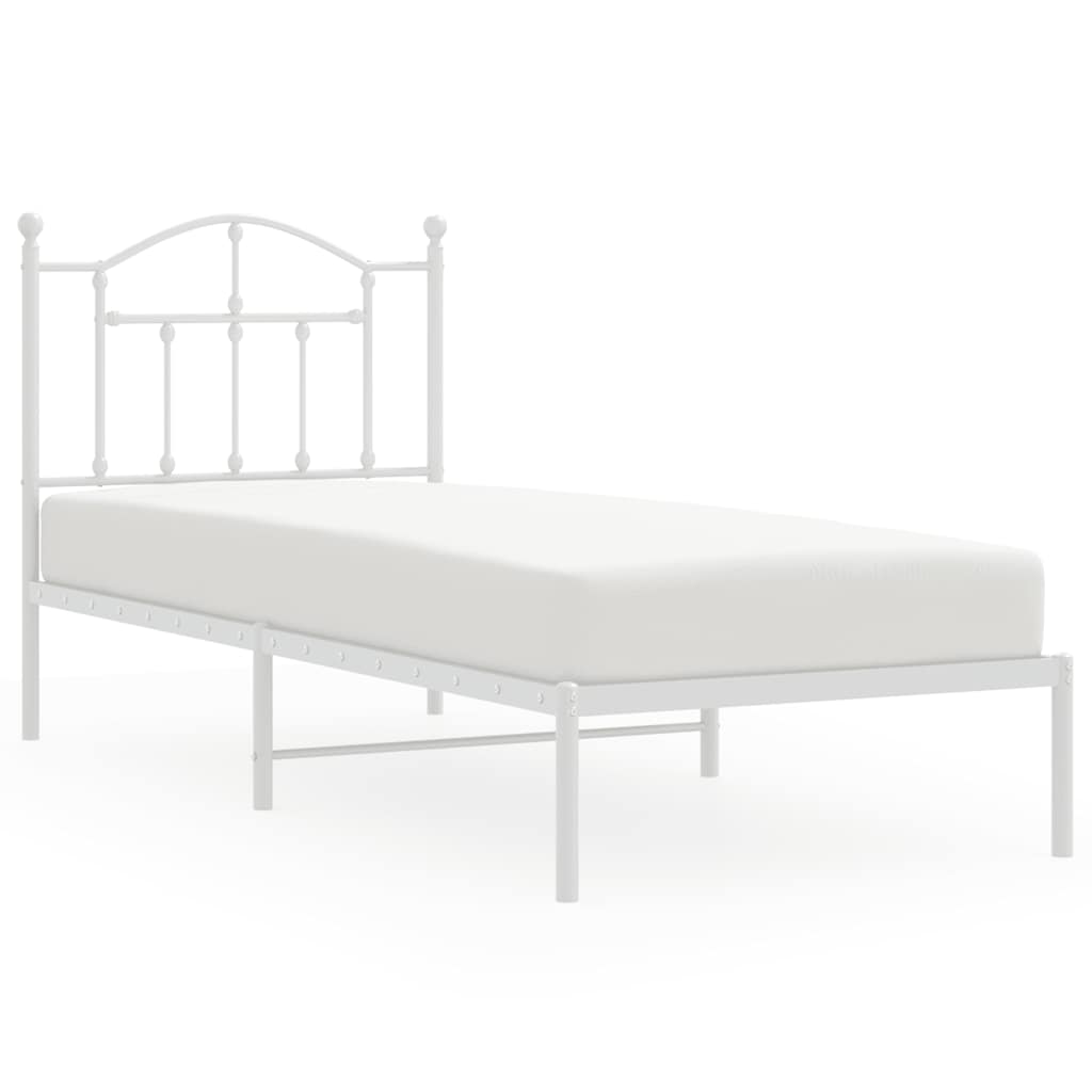 Metalni okvir za krevet s uzglavljem bijeli 90 x 190 cm