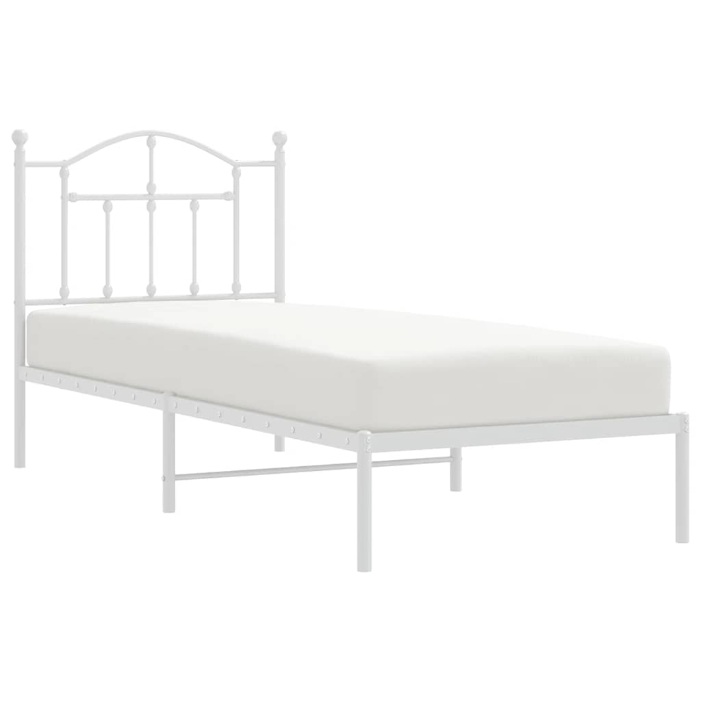 Metalni okvir za krevet s uzglavljem bijeli 90 x 190 cm