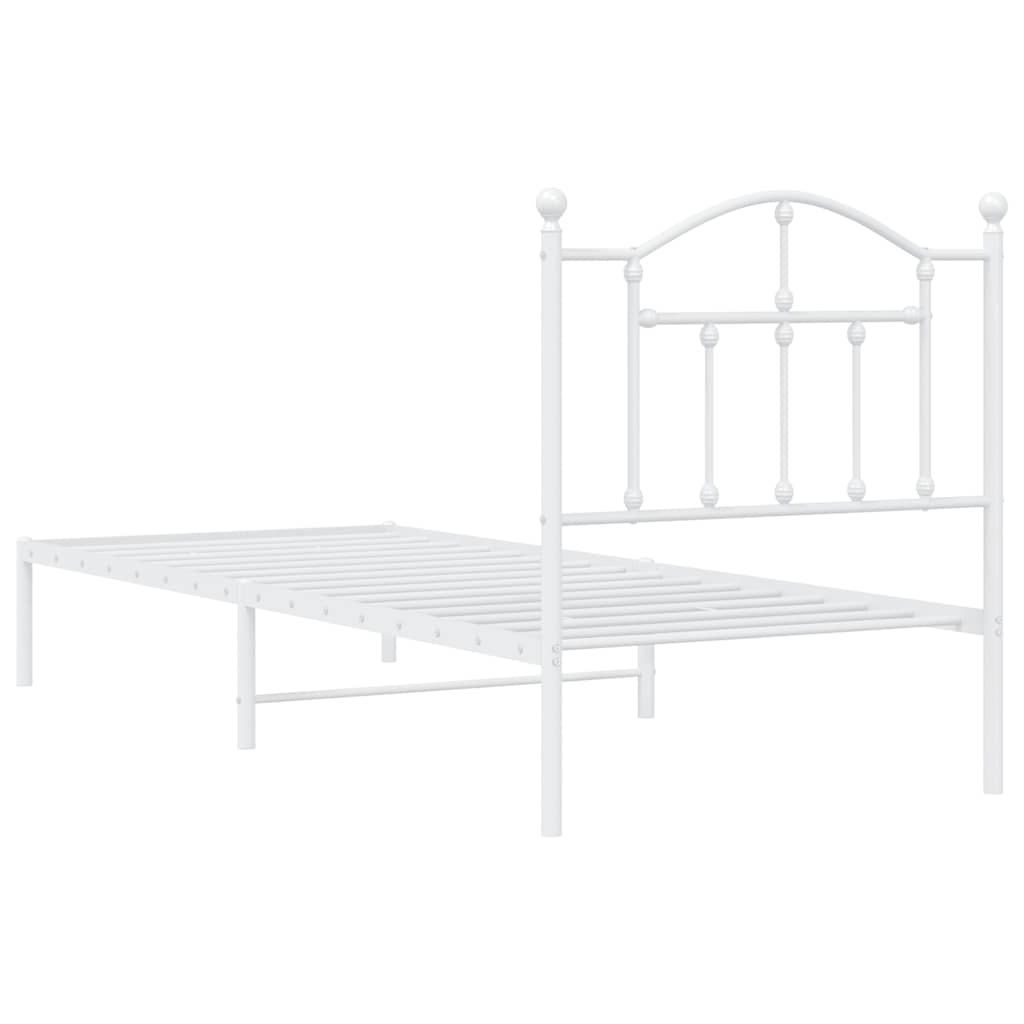 Metalni okvir za krevet s uzglavljem bijeli 90 x 190 cm