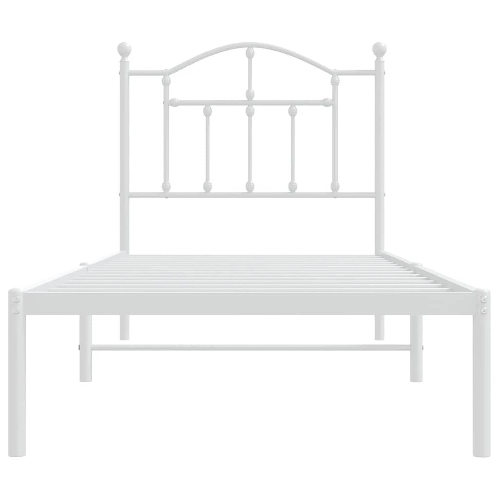 Metalni okvir za krevet s uzglavljem bijeli 90x200 cm