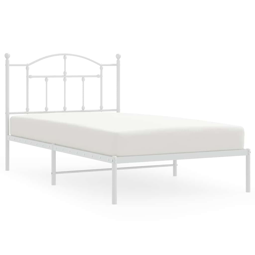 Metalni okvir za krevet s uzglavljem bijeli 100x190 cm