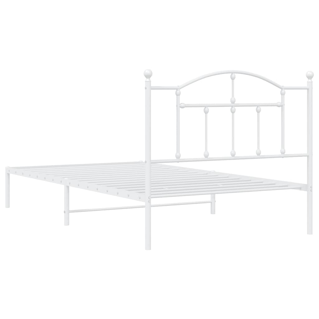 Metalni okvir za krevet s uzglavljem bijeli 107x203 cm