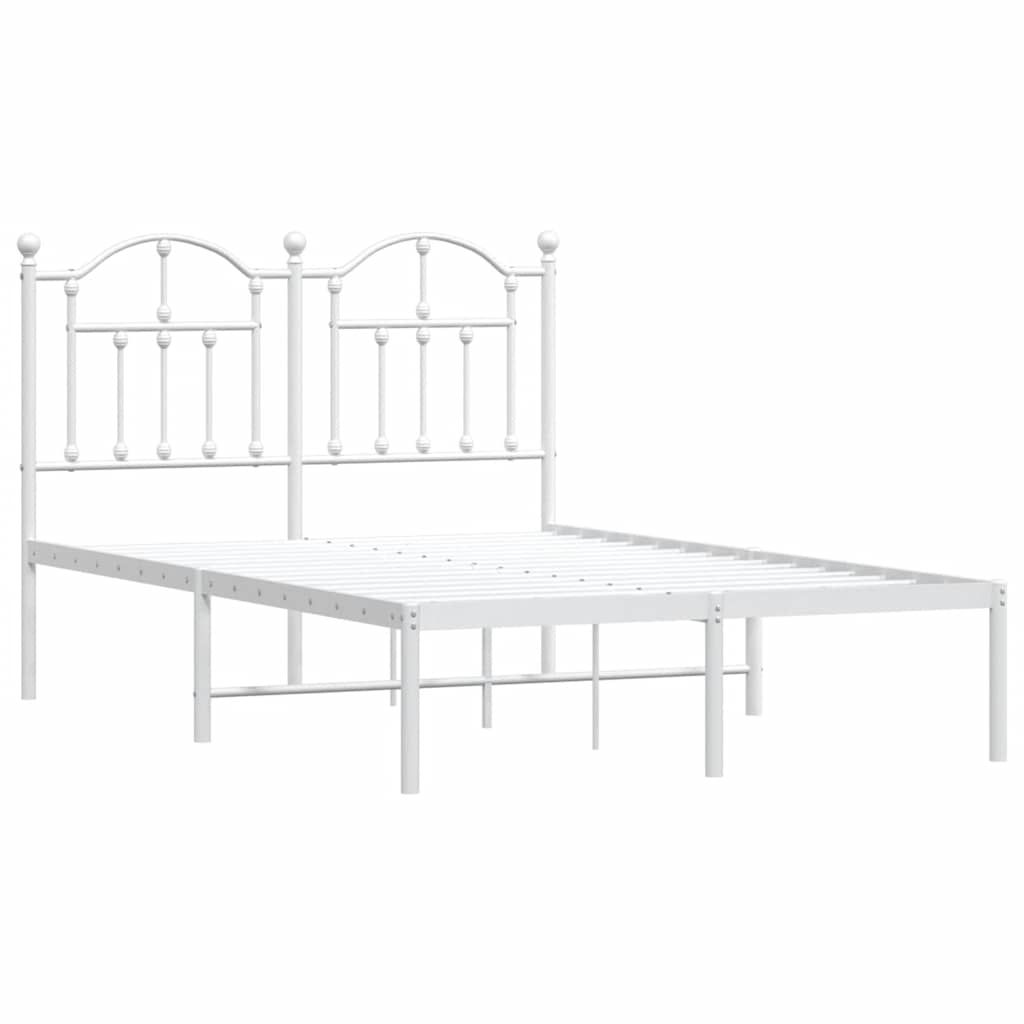 Metalni okvir za krevet s uzglavljem bijeli 120 x 190 cm