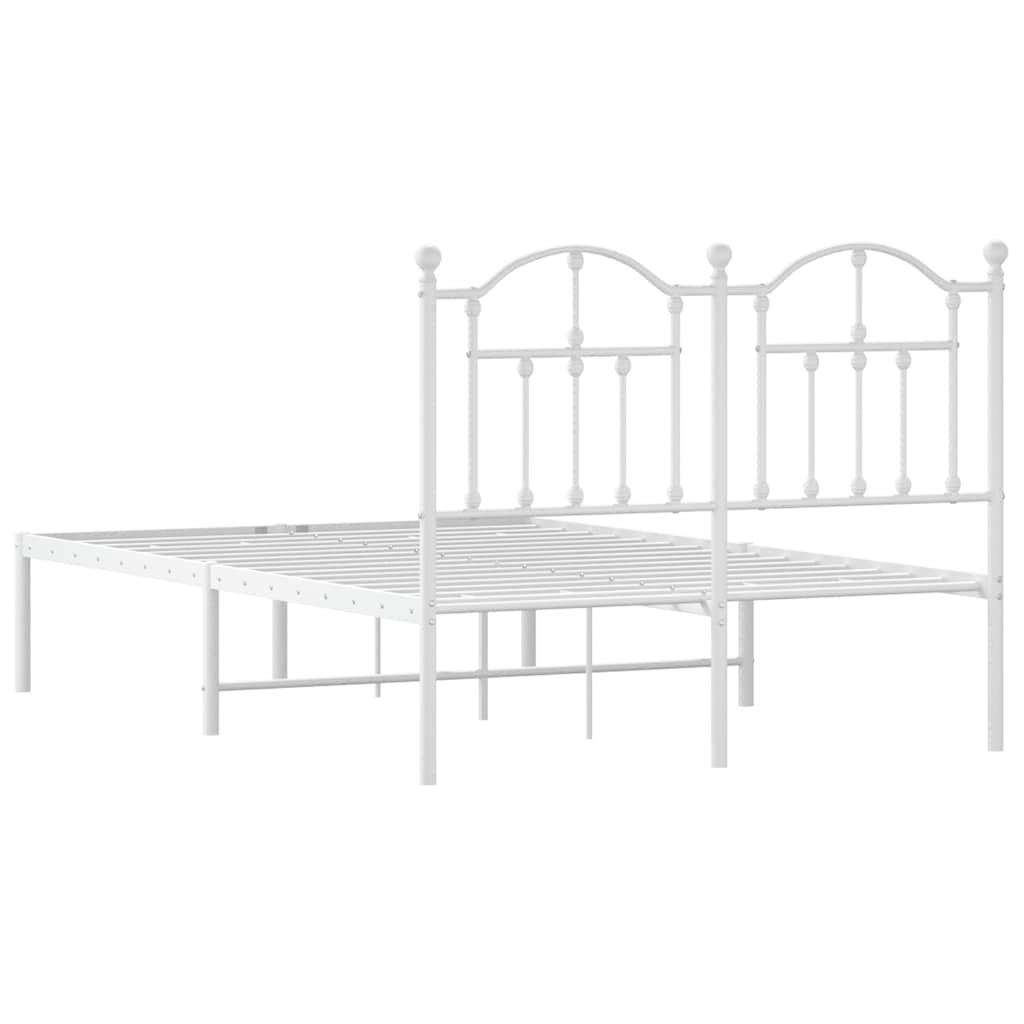 Metalni okvir za krevet s uzglavljem bijeli 120x200 cm