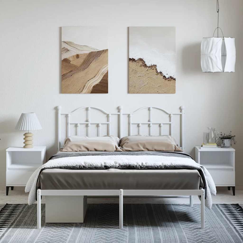 Metalni okvir za krevet s uzglavljem bijeli 135x190 cm