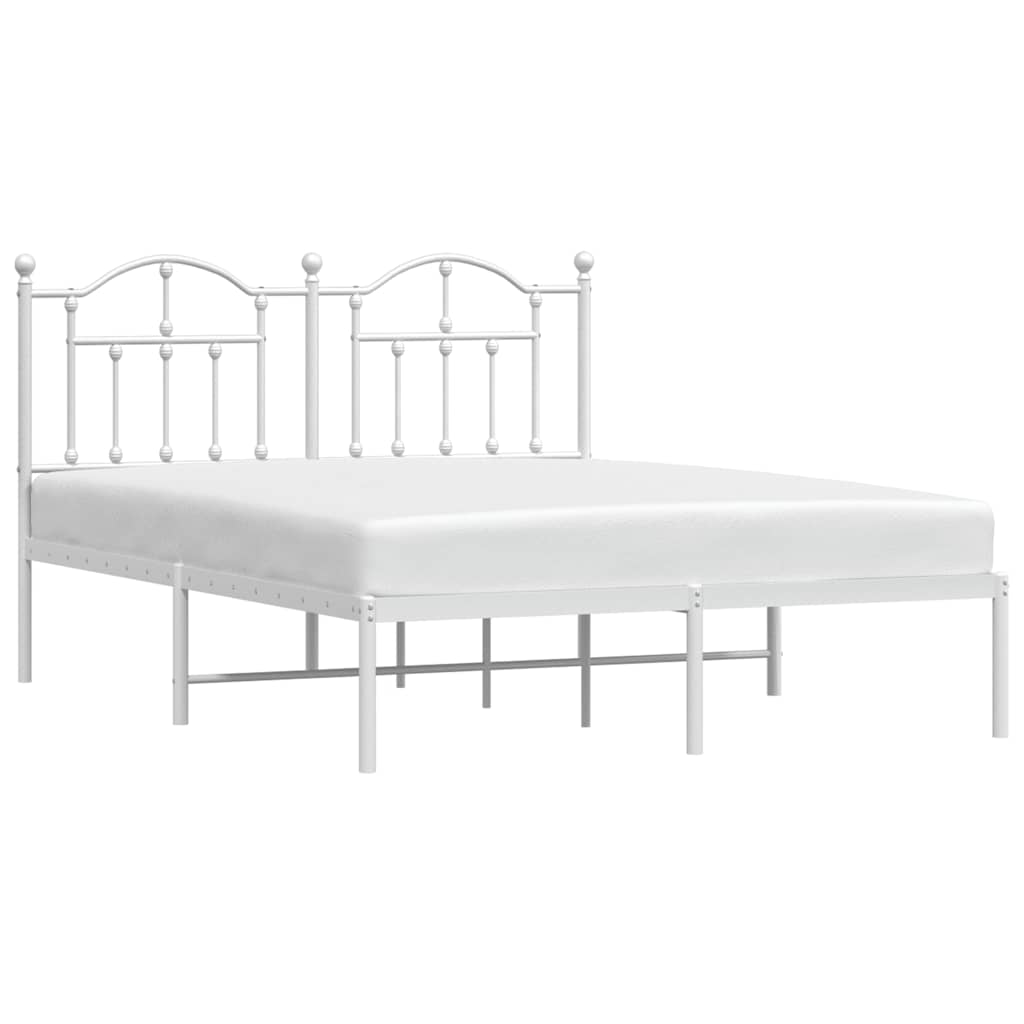 Metalni okvir za krevet s uzglavljem bijeli 135x190 cm