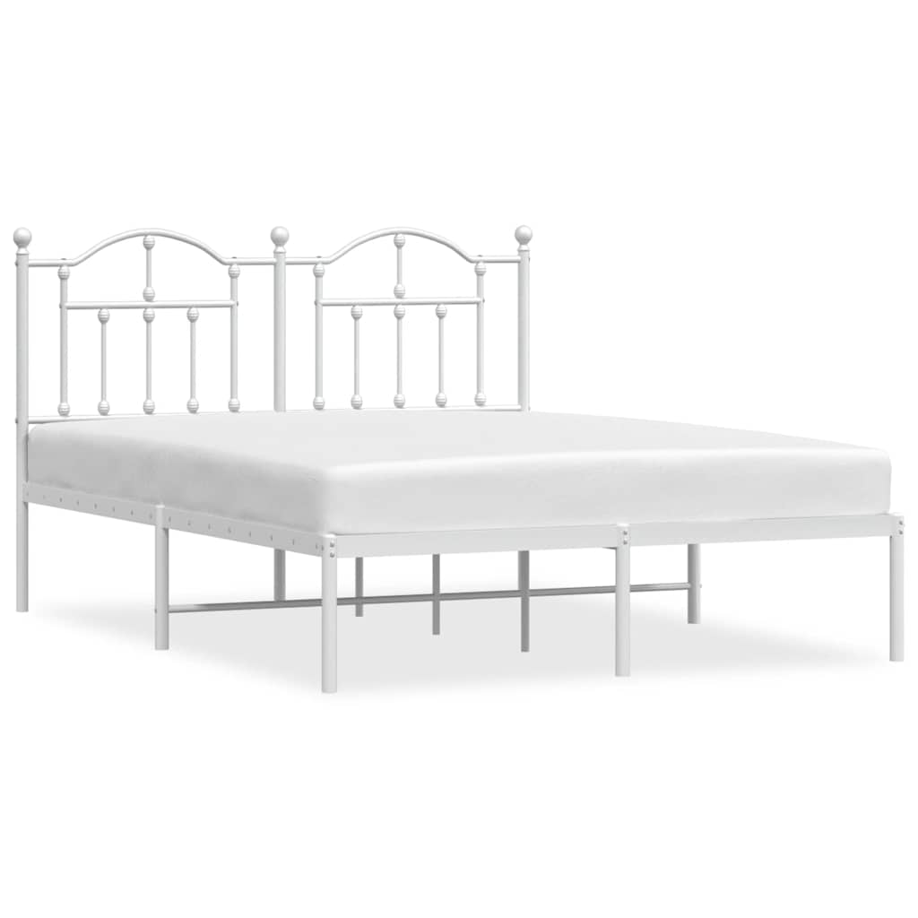 Metalni okvir za krevet s uzglavljem bijeli 140 x 190 cm