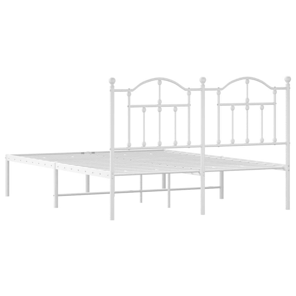 Metalni okvir za krevet s uzglavljem bijeli 140 x 190 cm