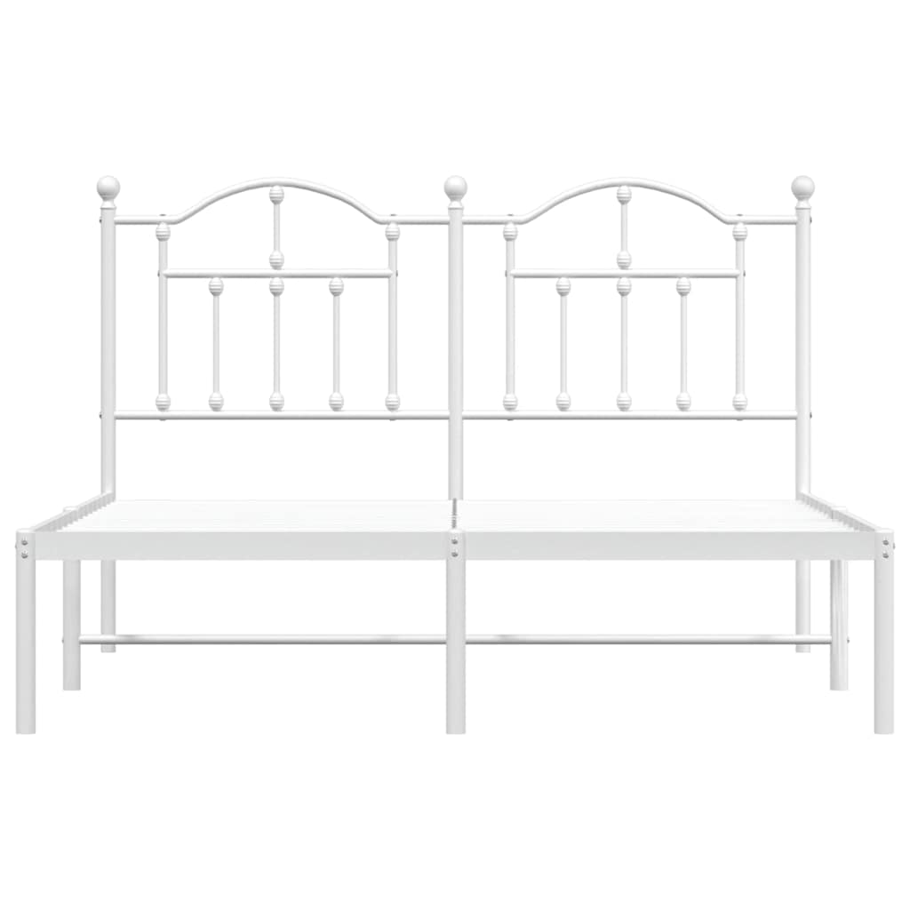 Metalni okvir za krevet s uzglavljem bijeli 150x200 cm