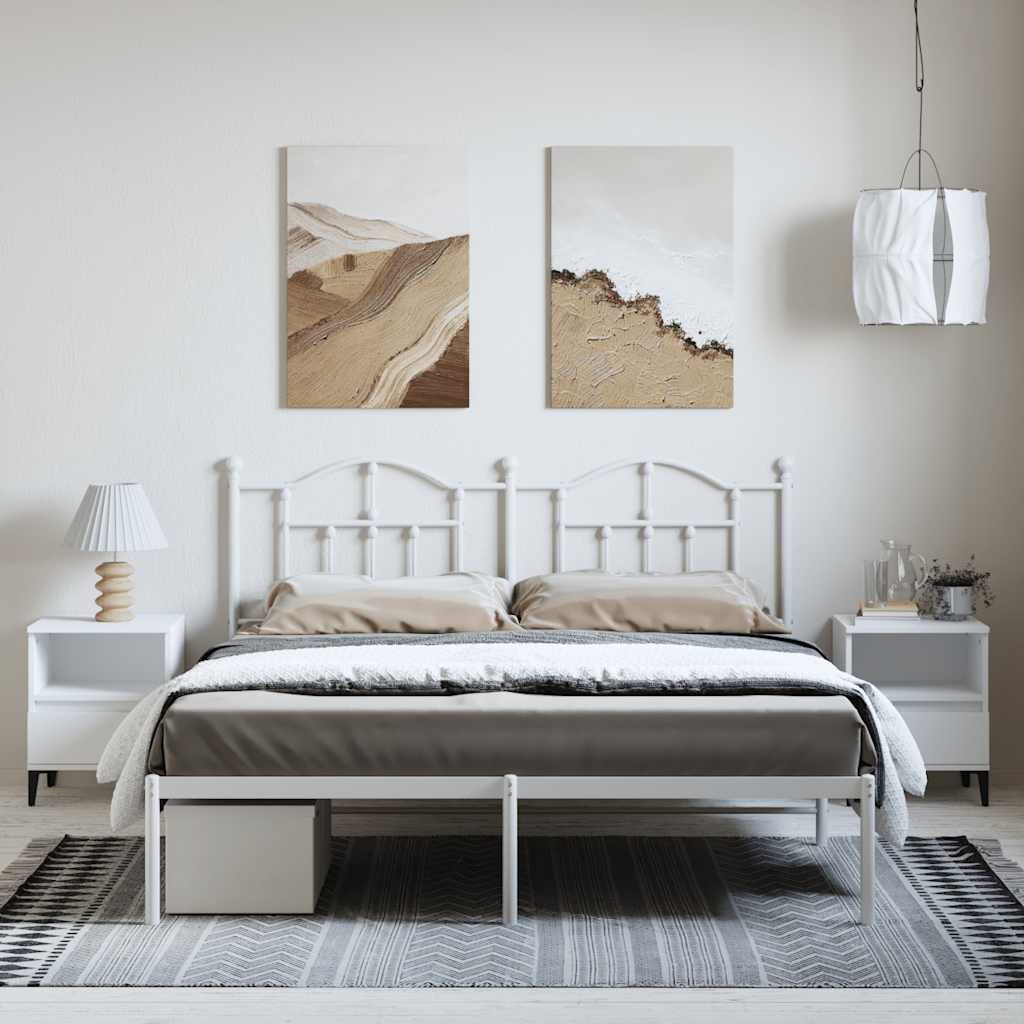 Metalni okvir za krevet s uzglavljem bijeli 183x213 cm