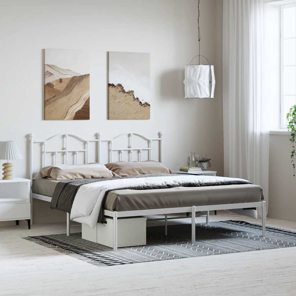 Metalni okvir za krevet s uzglavljem bijeli 183x213 cm