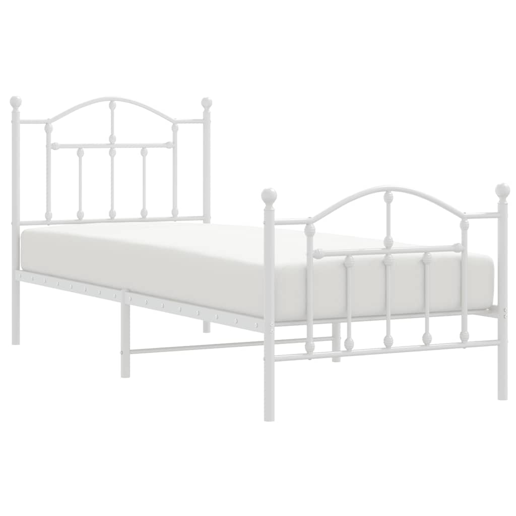 Metalni okvir kreveta uzglavlje i podnožje bijeli 90x190 cm