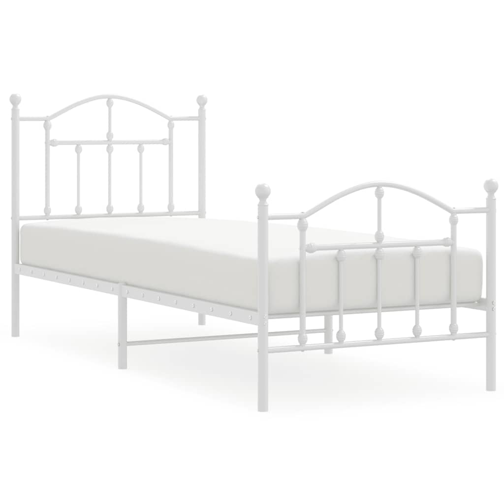 Metalni okvir kreveta uzglavlje i podnožje bijeli 90 x 200 cm