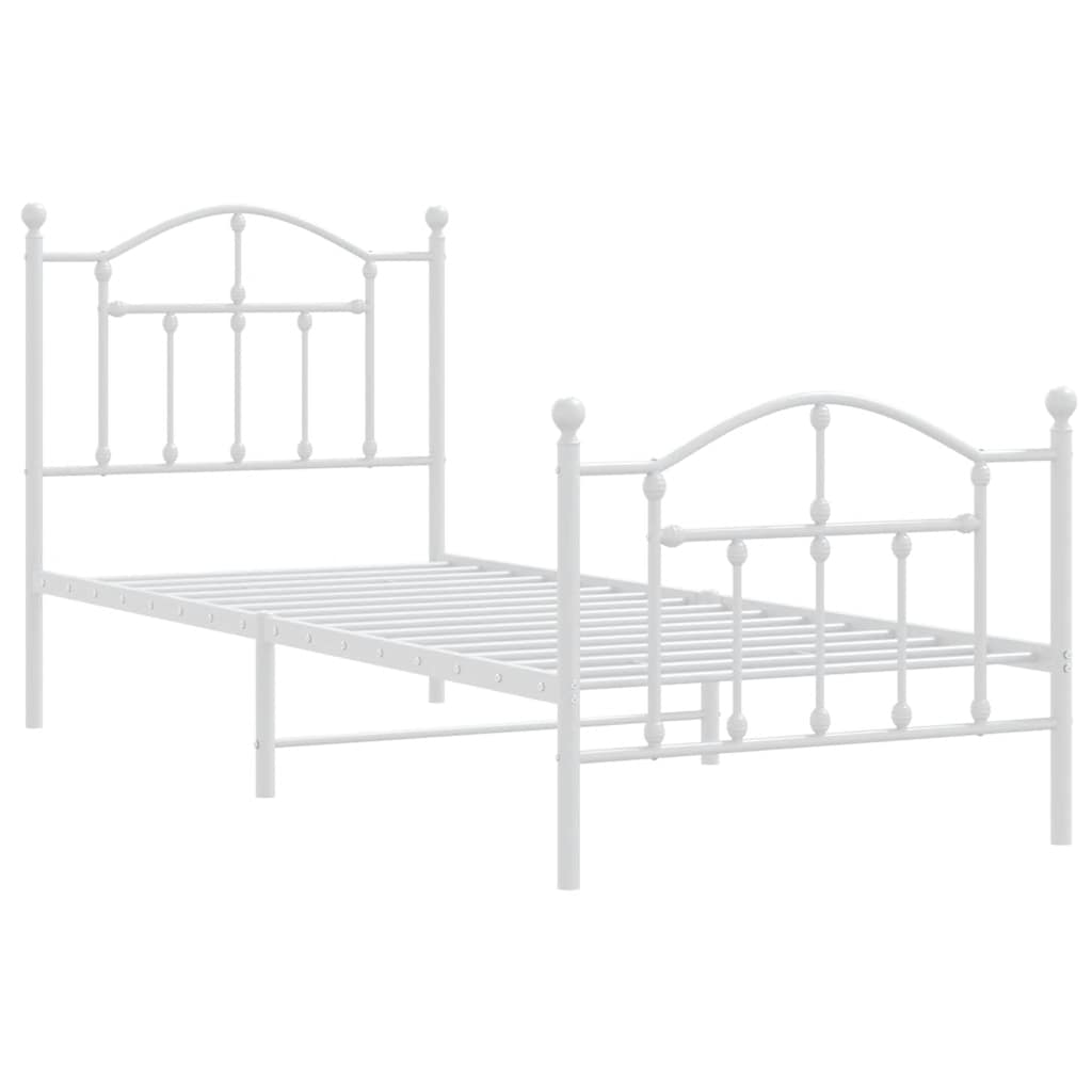 Metalni okvir kreveta uzglavlje i podnožje bijeli 90 x 200 cm