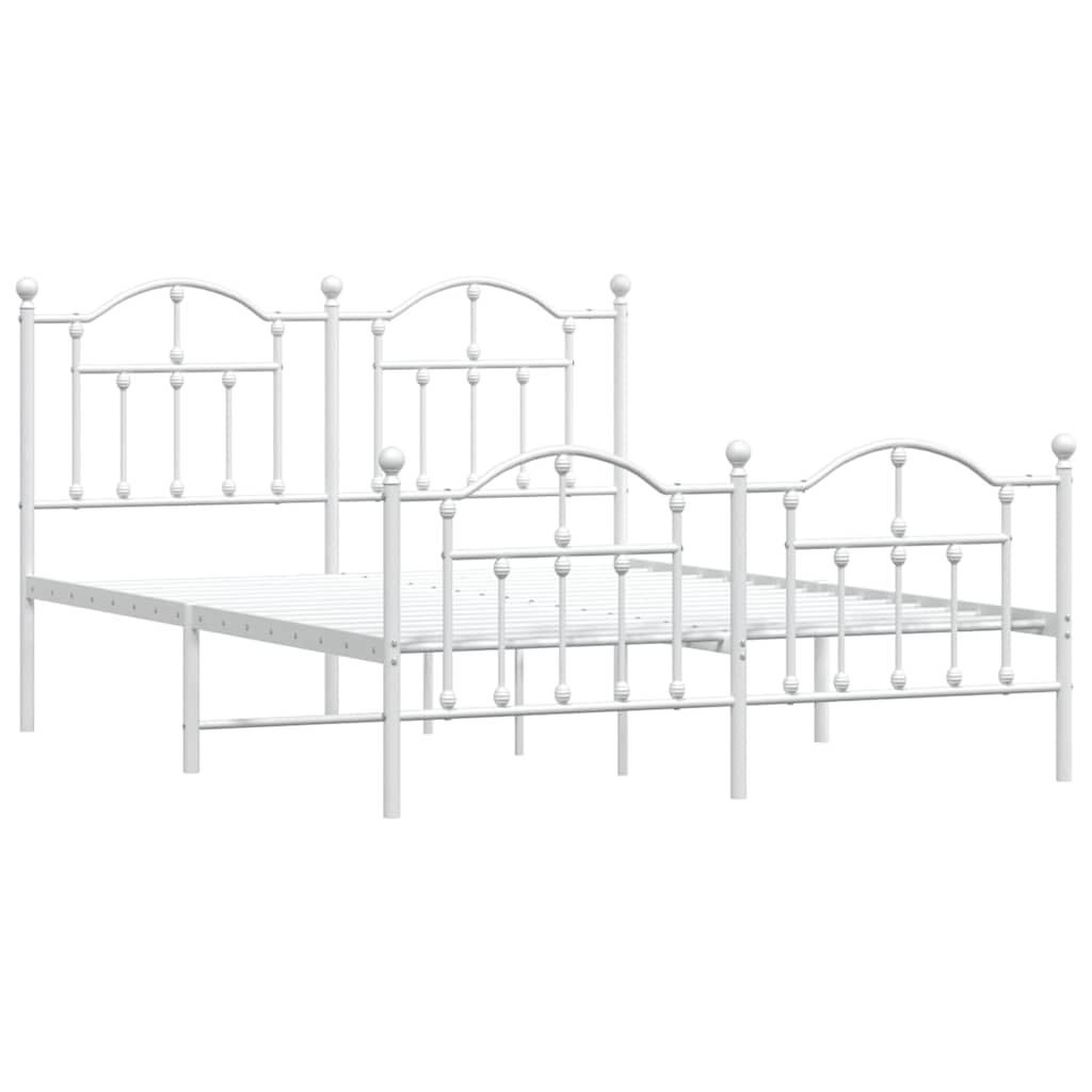 Metalni okvir kreveta uzglavlje i podnožje bijeli 135 x 190 cm
