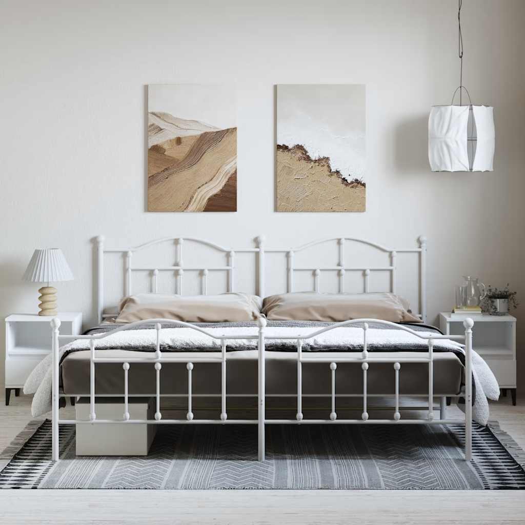 Metalni okvir kreveta uzglavlje i podnožje bijeli 193x203 cm