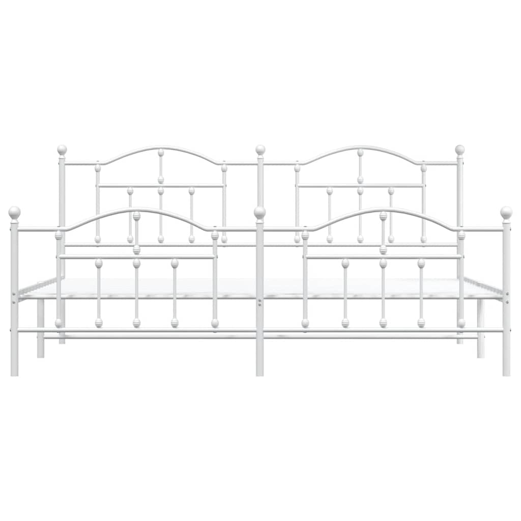 Metalni okvir kreveta uzglavlje i podnožje bijeli 200x200 cm