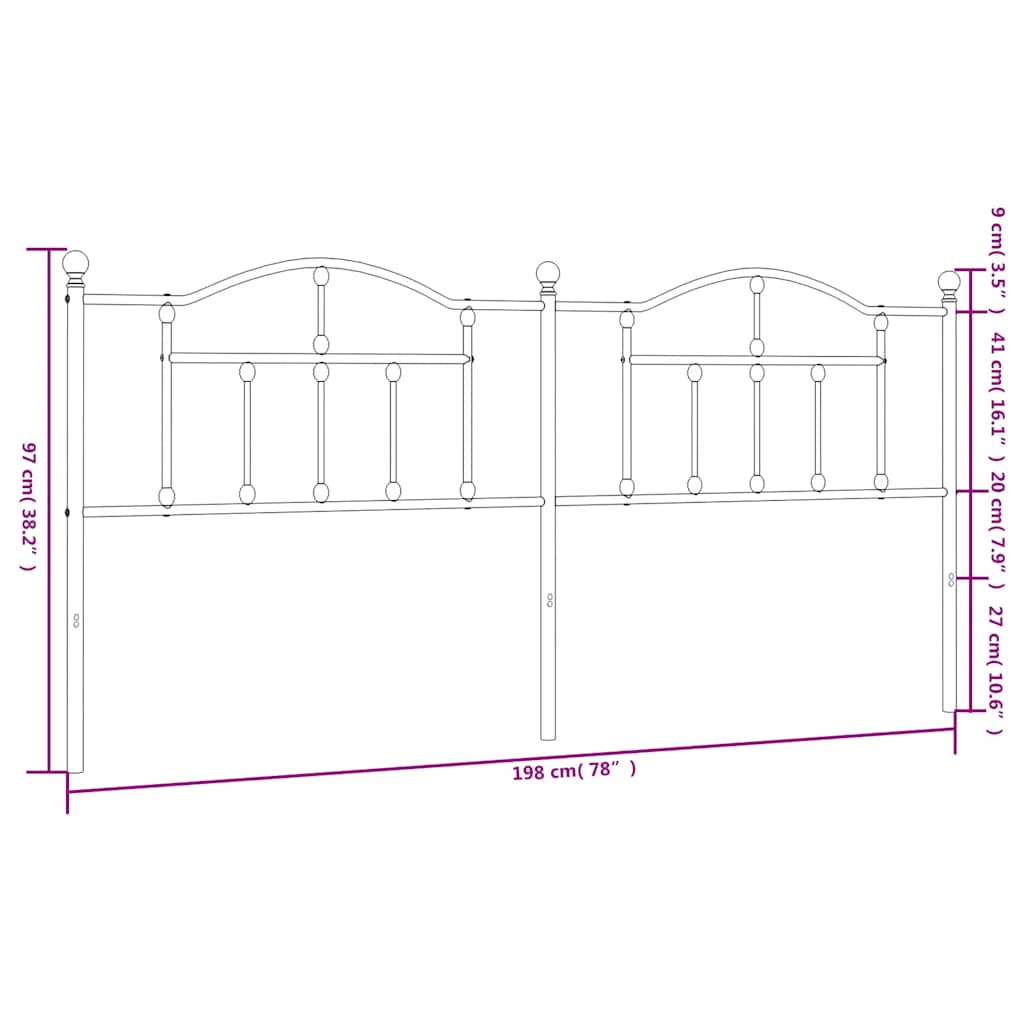 Metalno zamjensko uzglavlje bijelo 193 cm