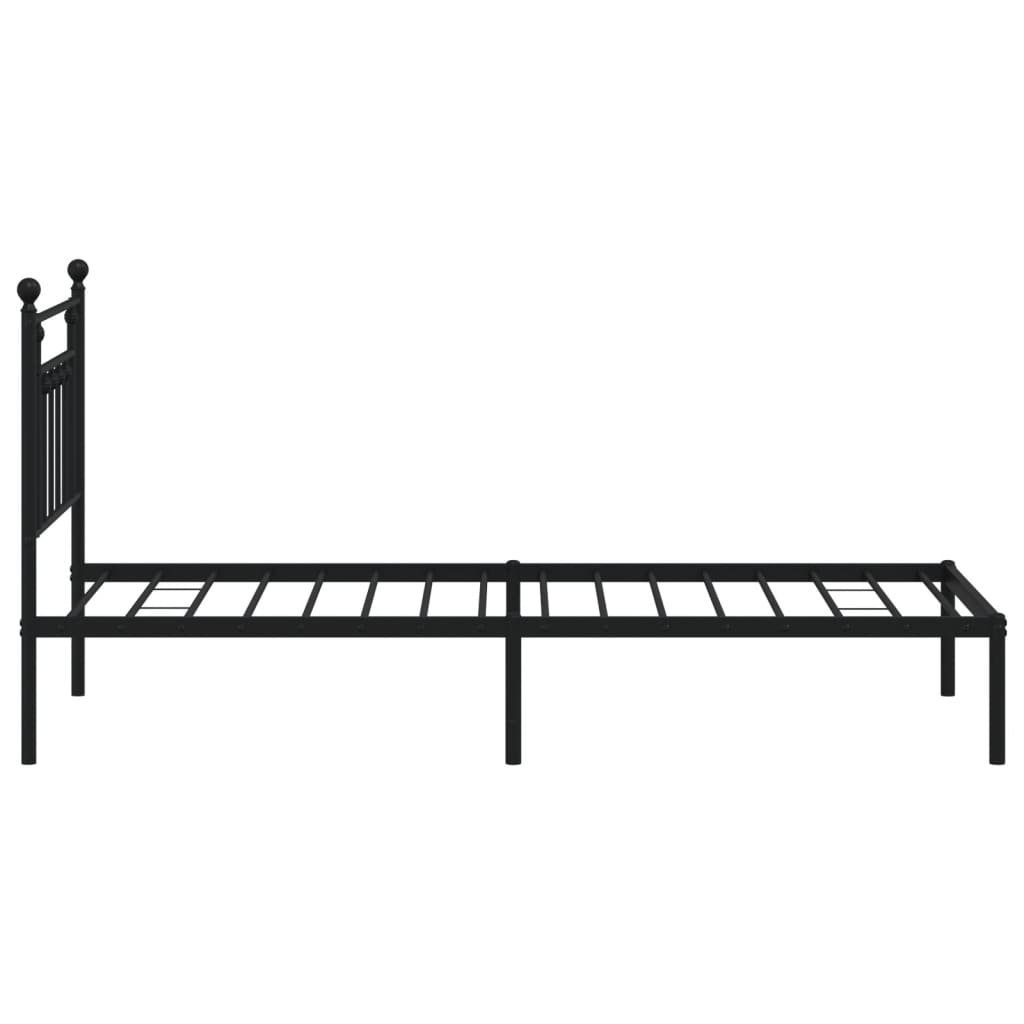 Metalni okvir za krevet s uzglavljem crni 80x200 cm