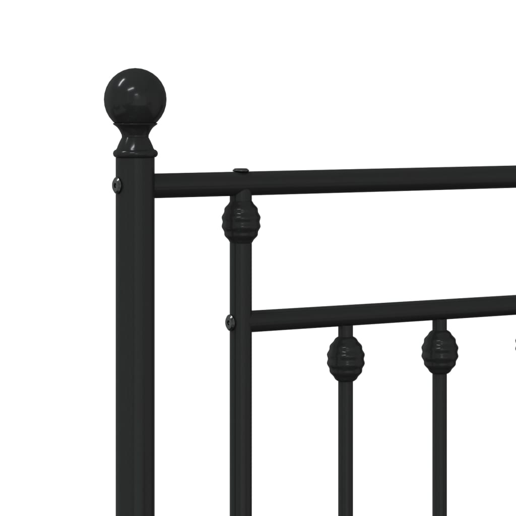 Metalni okvir za krevet s uzglavljem crni 80x200 cm