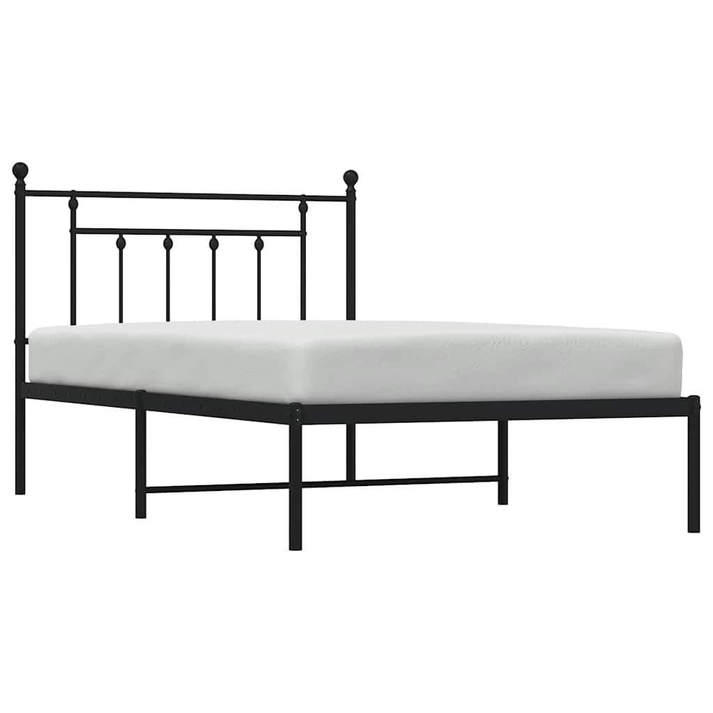 Metalni okvir za krevet s uzglavljem crni 100x200 cm