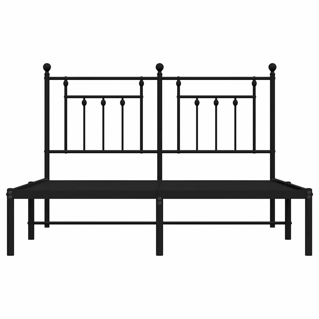 Metalni okvir za krevet s uzglavljem crni 140x200 cm