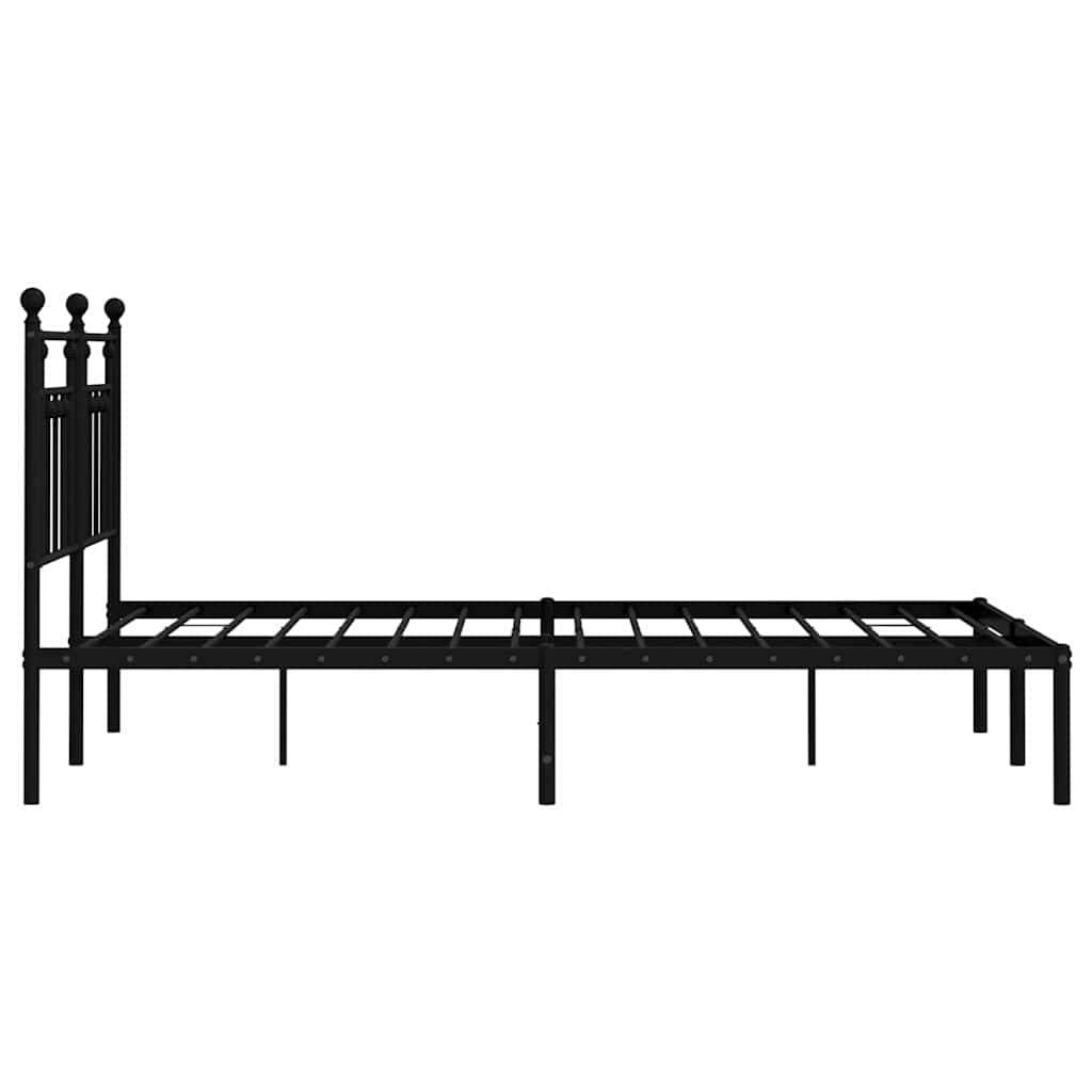 Metalni okvir za krevet s uzglavljem crni 140x200 cm