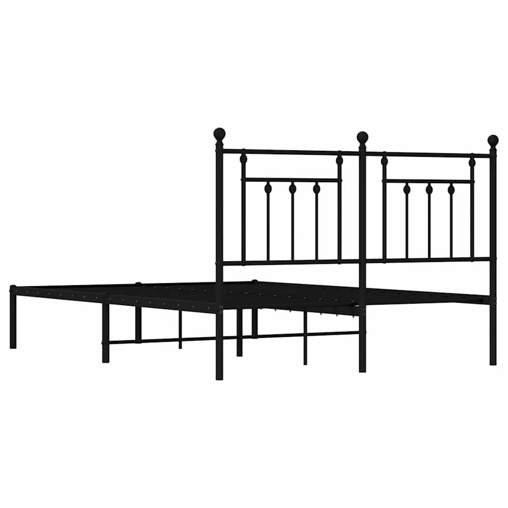Metalni okvir za krevet s uzglavljem crni 140x200 cm
