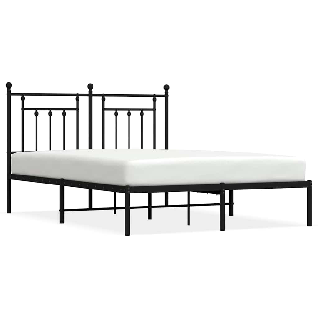 Metalni okvir za krevet s uzglavljem crni 150x200 cm