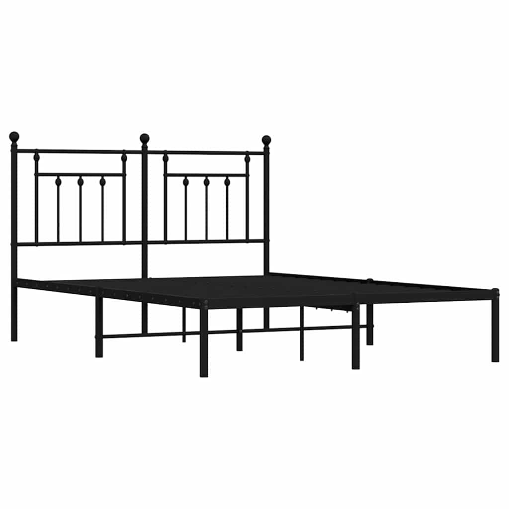 Metalni okvir za krevet s uzglavljem crni 150x200 cm