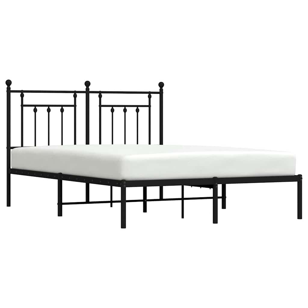 Metalni okvir za krevet s uzglavljem crni 150x200 cm